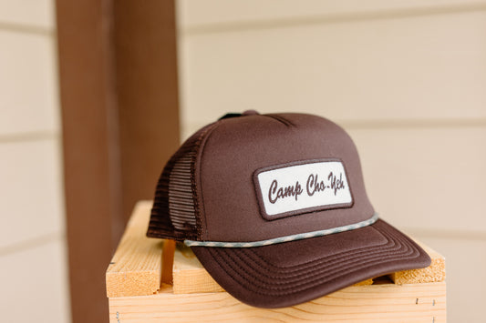 Brown trucker hat with rope